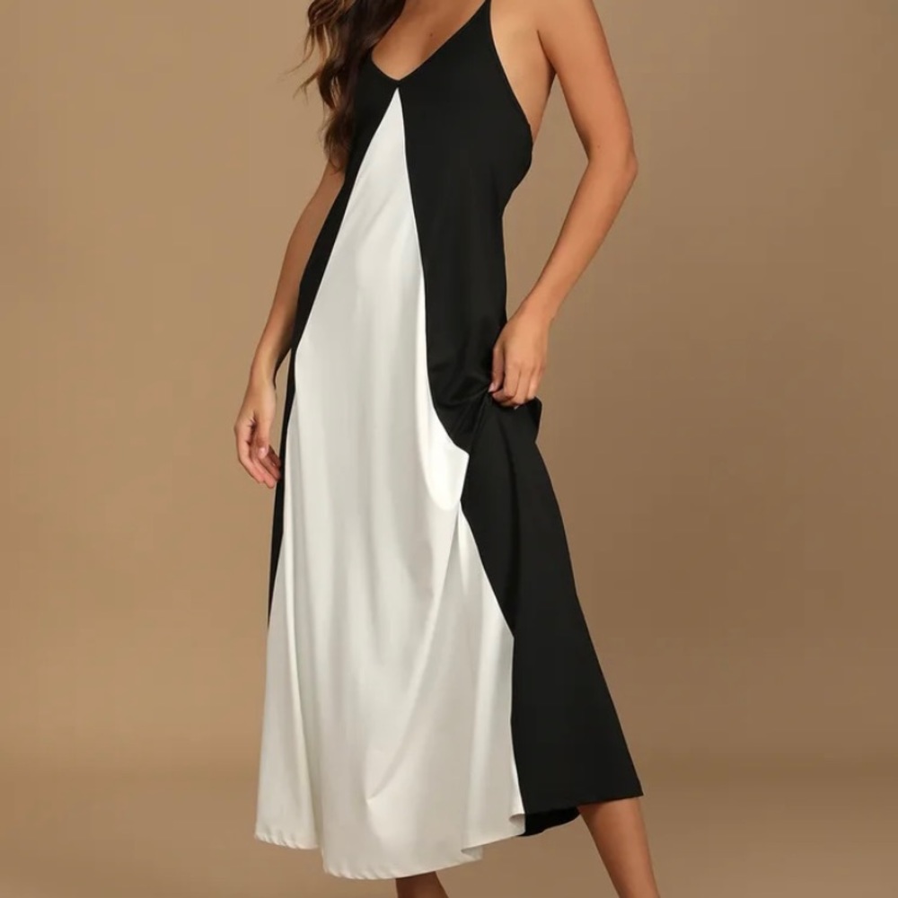 Lulus Black & White Colorblock Maxi Dress